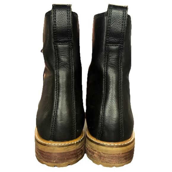 Madewell Claire Soft Leather Combat Boot Womens 9 Black Lugsole Lace Up Chunky - Picture 7 of 13